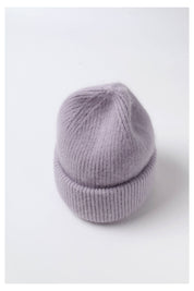 Angora Beanie Hat - Lilac
