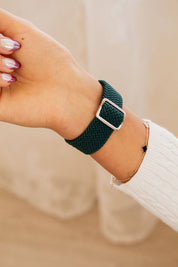 Teal Thick Weaved Adjustable Elastic Watch Band