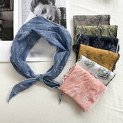 Paisley Print Triangle Scarf with Lace Edge