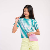Stripe Raffia Pouch'