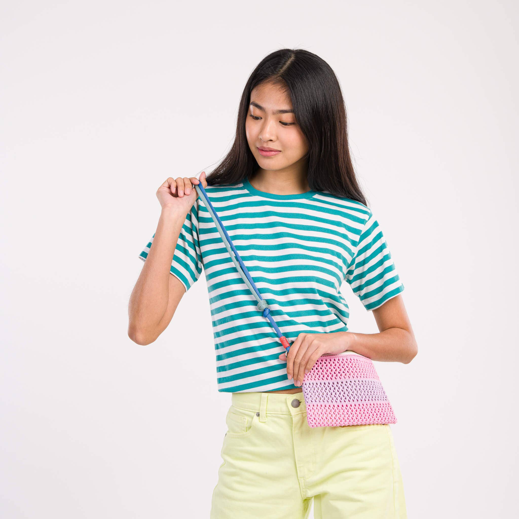 Stripe Raffia Pouch'