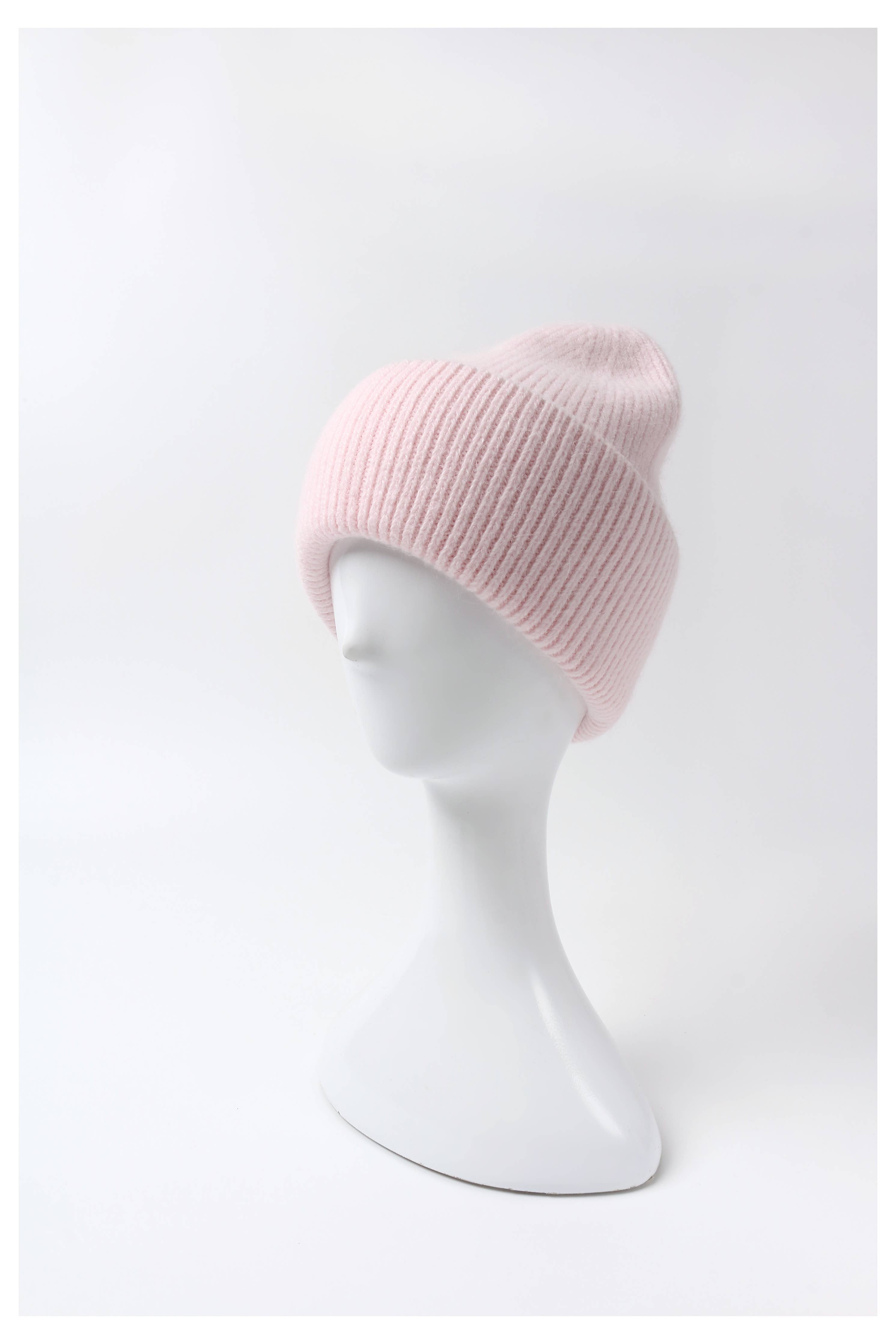 Angora Beanie Hat - Pink