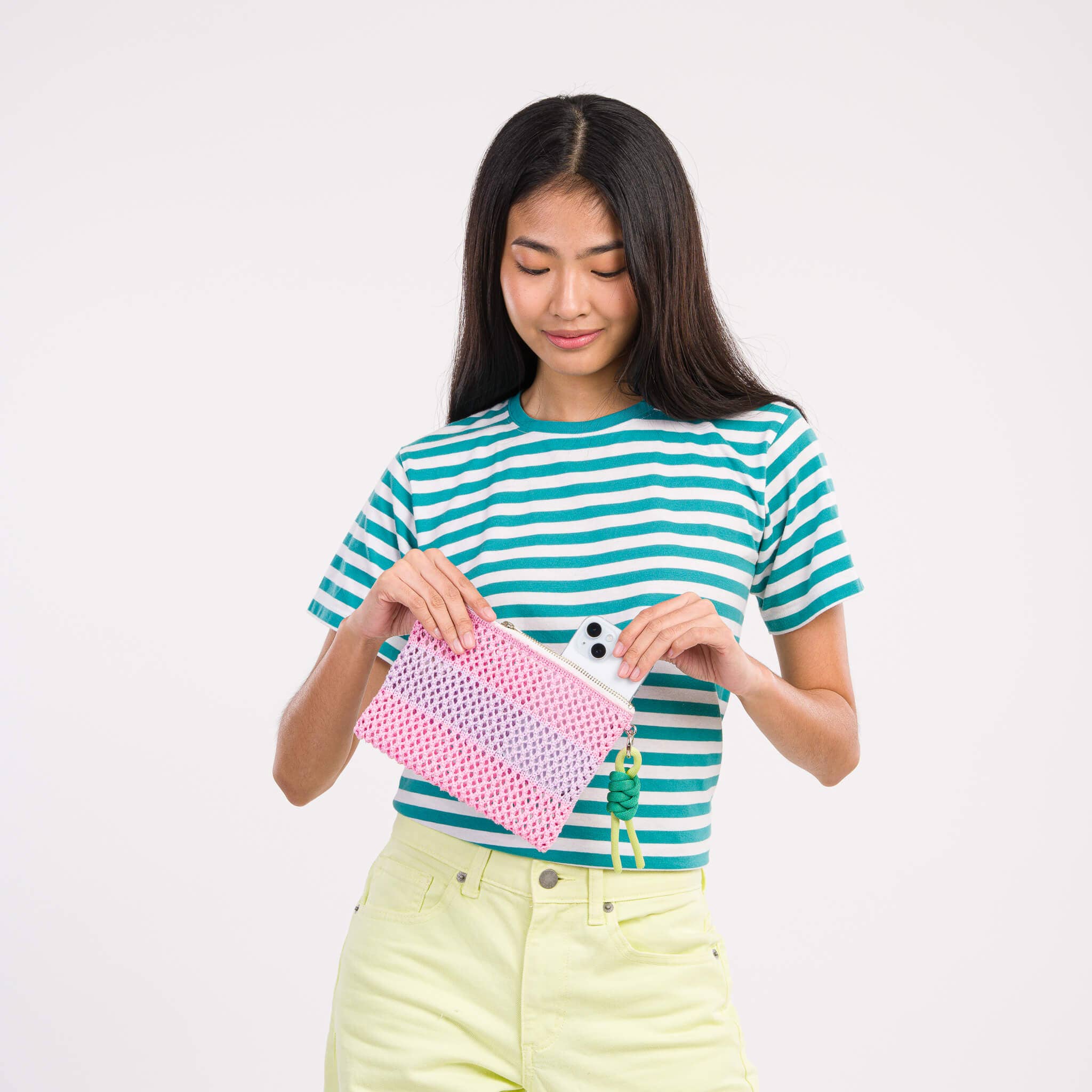 Stripe Raffia Pouch'