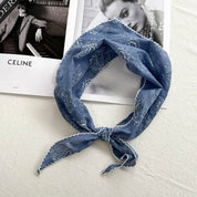 Paisley Print Triangle Scarf with Lace Edge