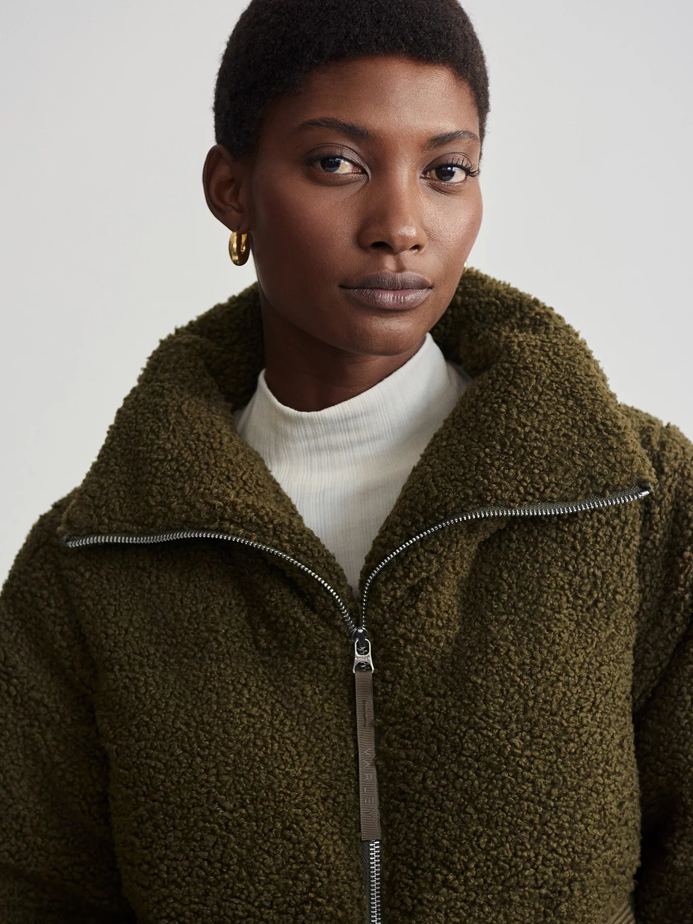 Olive green sherpa jacket best sale