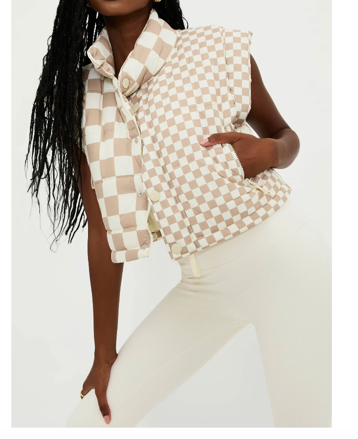 Canyon Puffer Vest Taupe Check