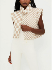 Canyon Puffer Vest Taupe Check