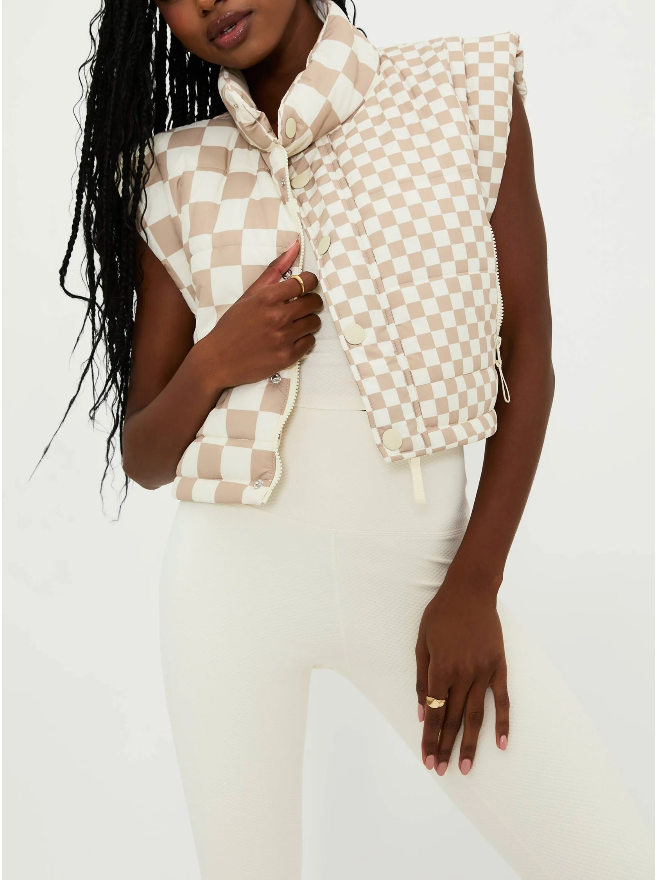 Canyon Puffer Vest Taupe Check