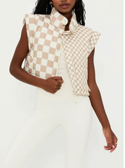 Canyon Puffer Vest Taupe Check