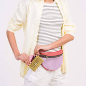 Colorblock Raffia Fanny Pack