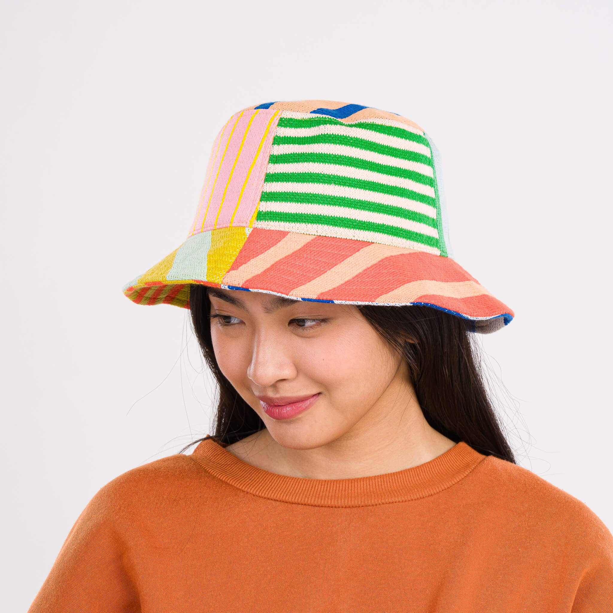 Patchwork Stripe Bucket Hat