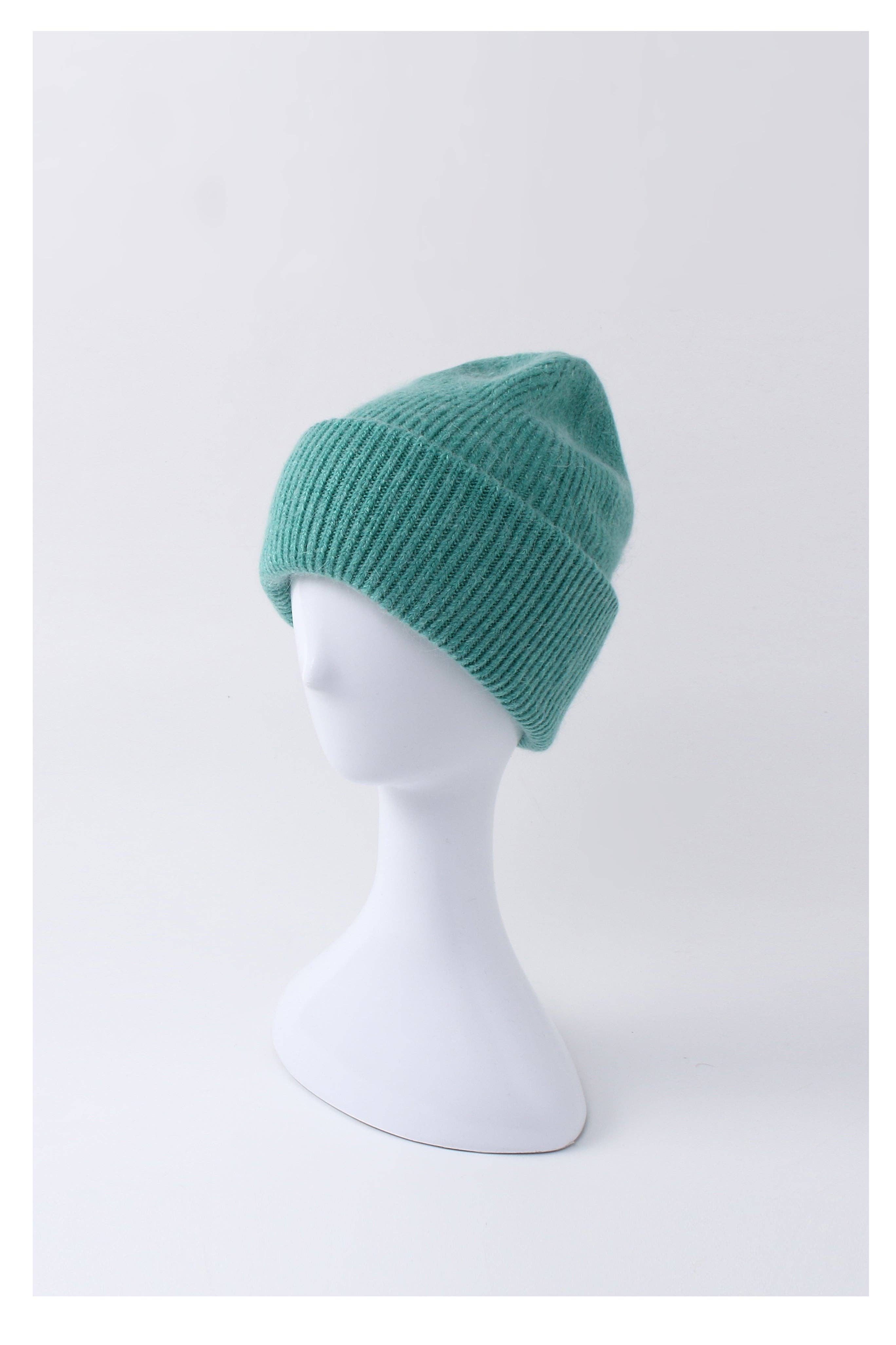 Angora Beanie Hat - Teal Blue