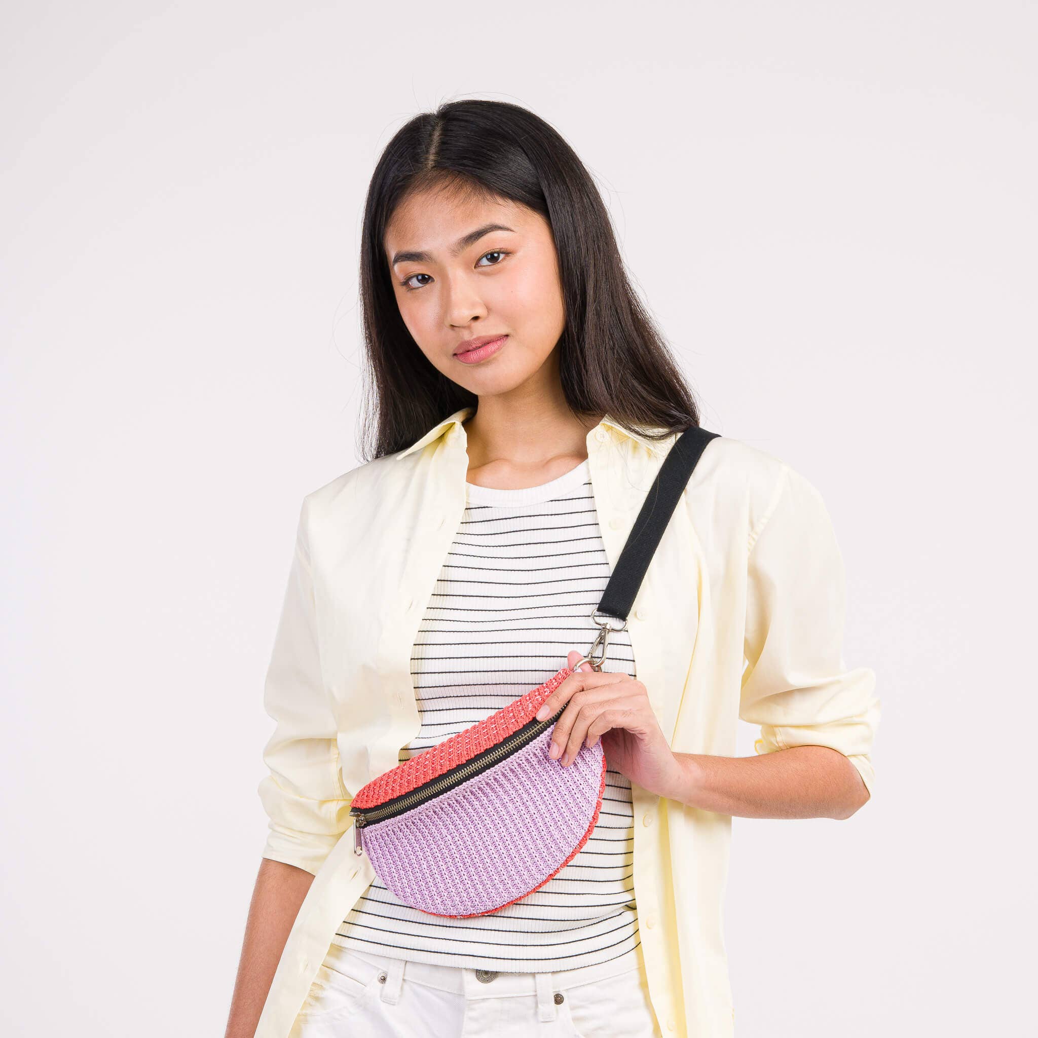 Colorblock Raffia Fanny Pack