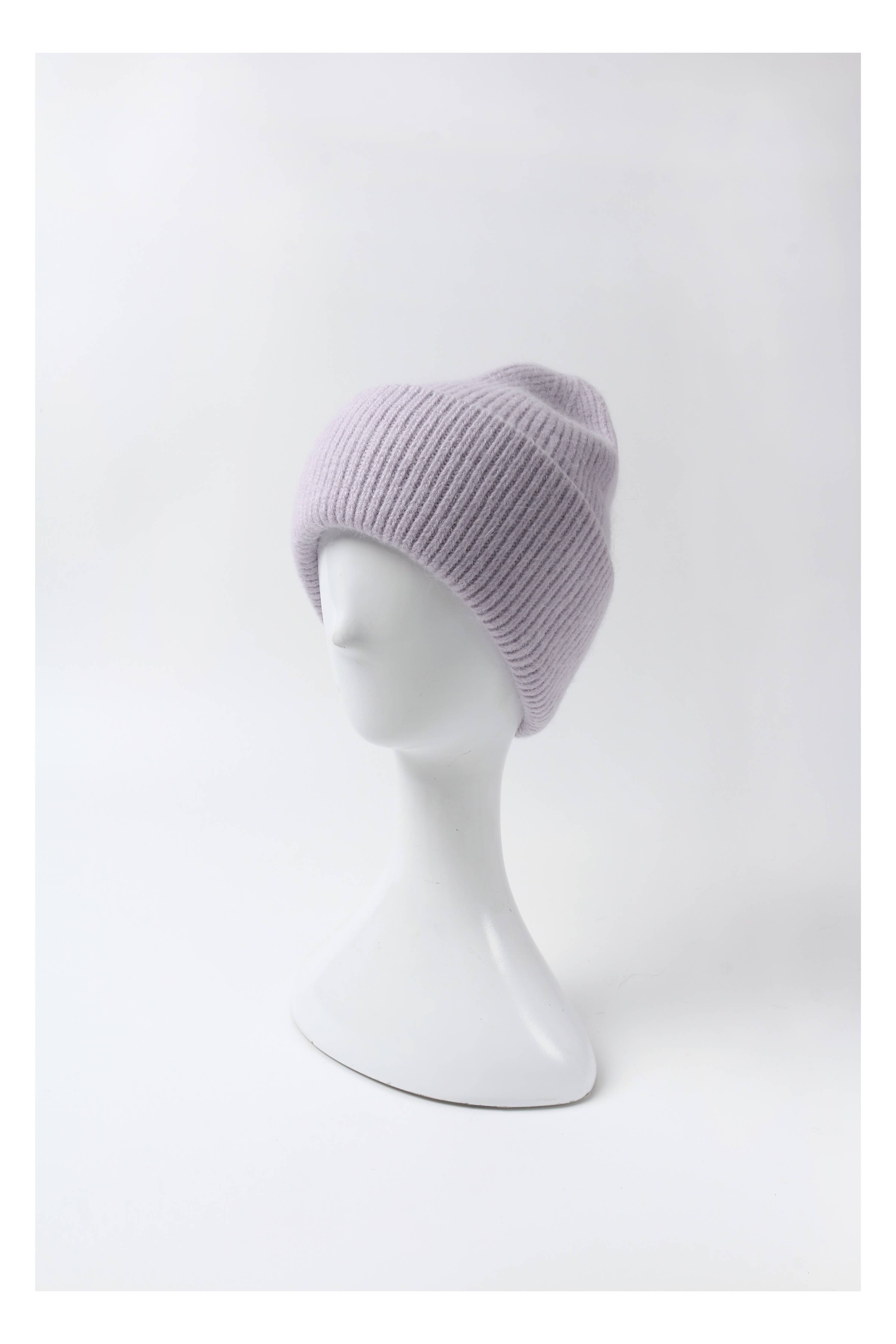 Angora Beanie Hat - Lilac