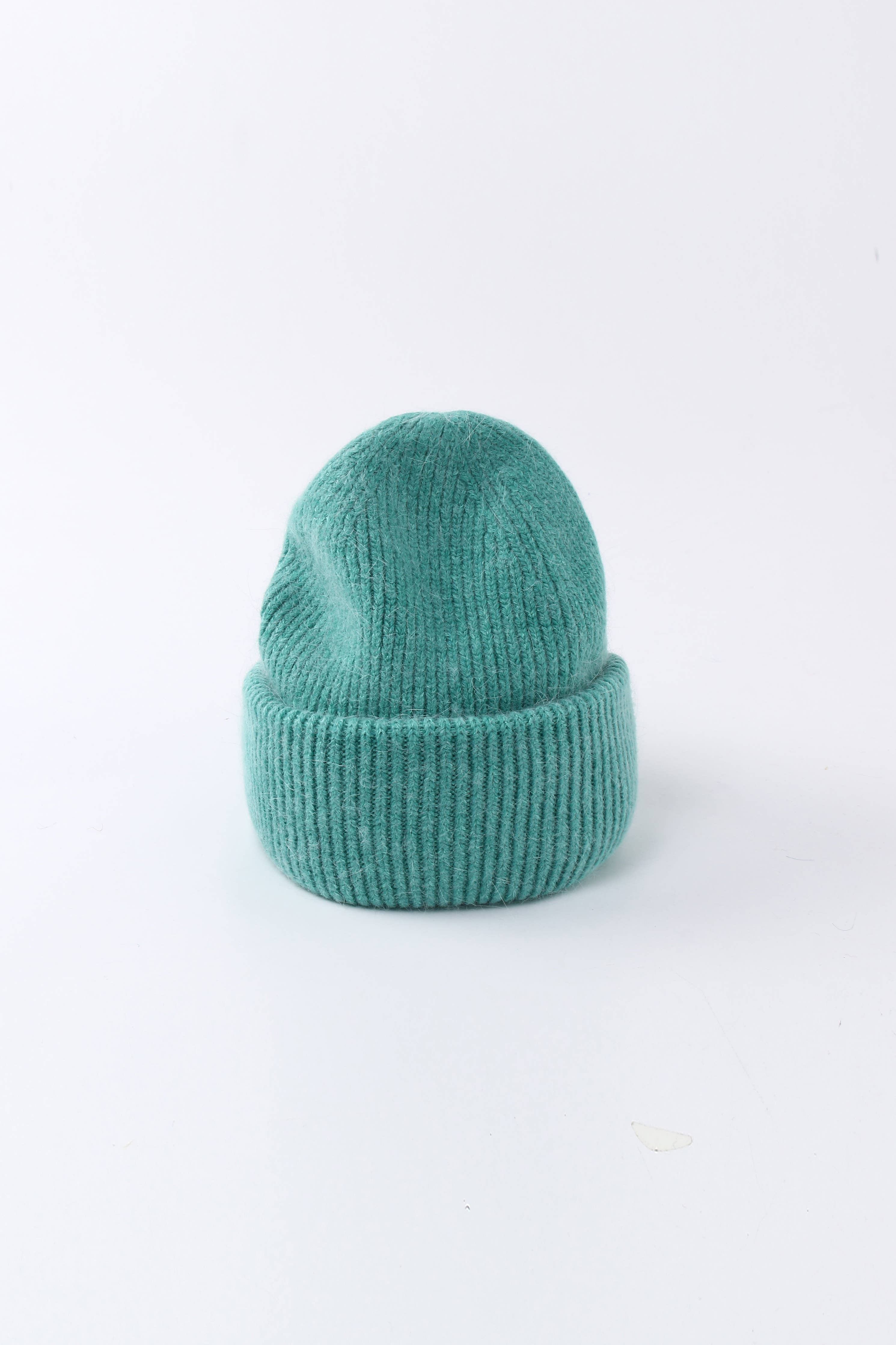 Angora Beanie Hat - Teal Blue