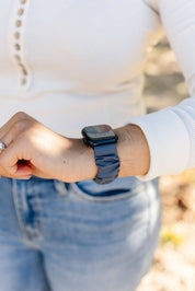 Marine Blue Athletic Scrunchie Band Compatible with Apple Watch