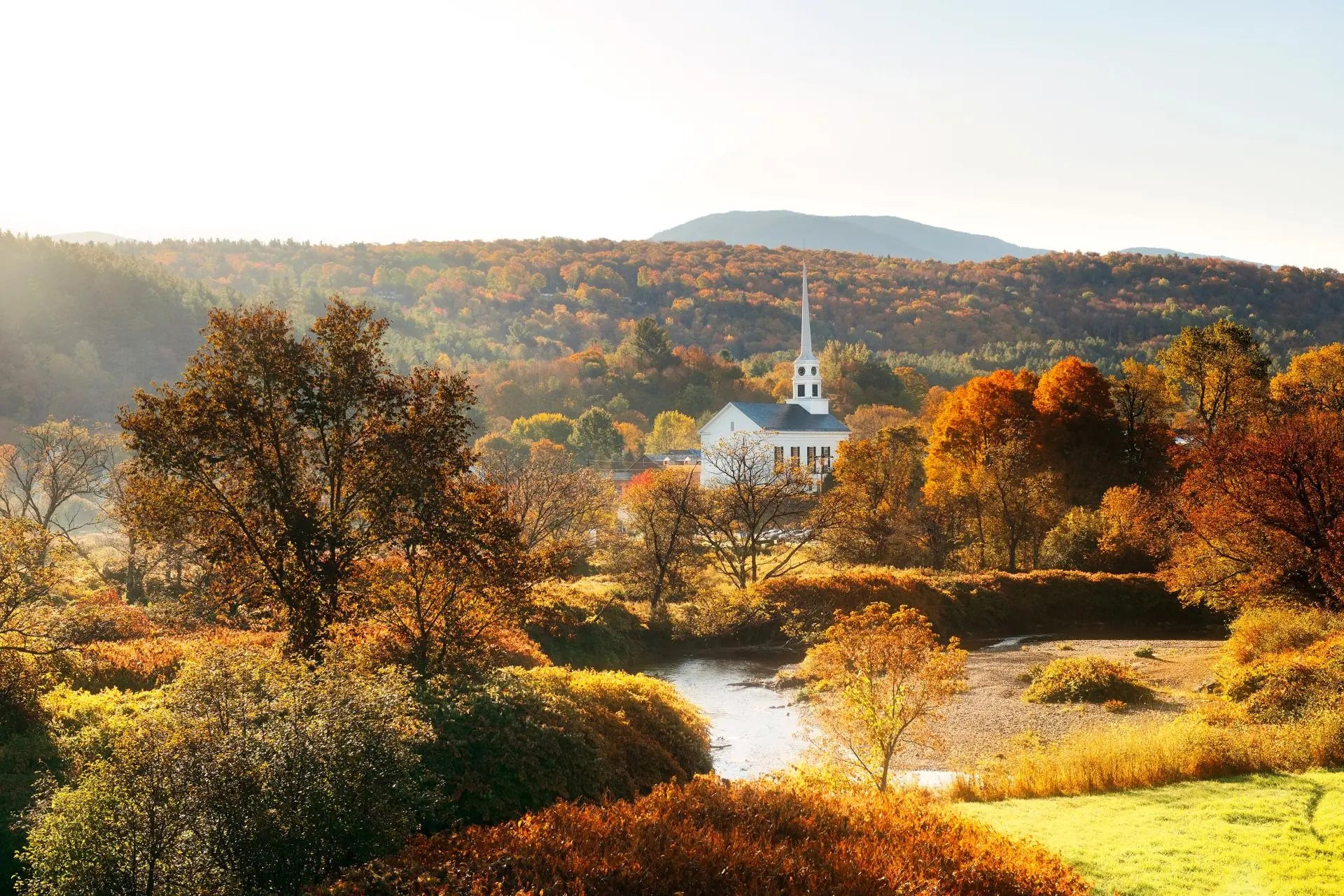 A picturesque view of Stowe, VT
