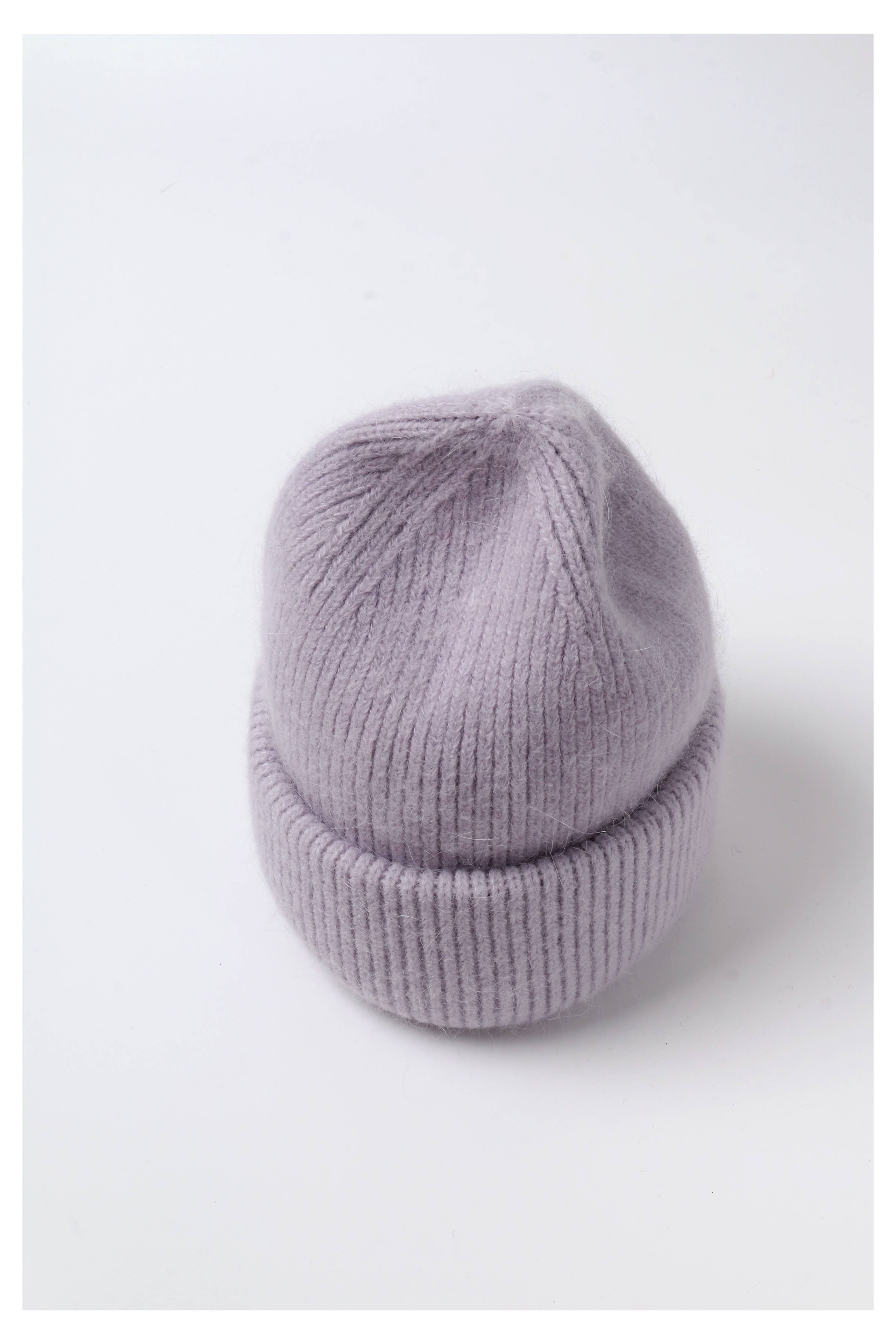 Angora Beanie Hat - Lilac