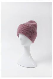 Angora Beanie Hat - Dusty Rose