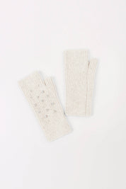 Crystal Embellished Angora Mittens - Ivory