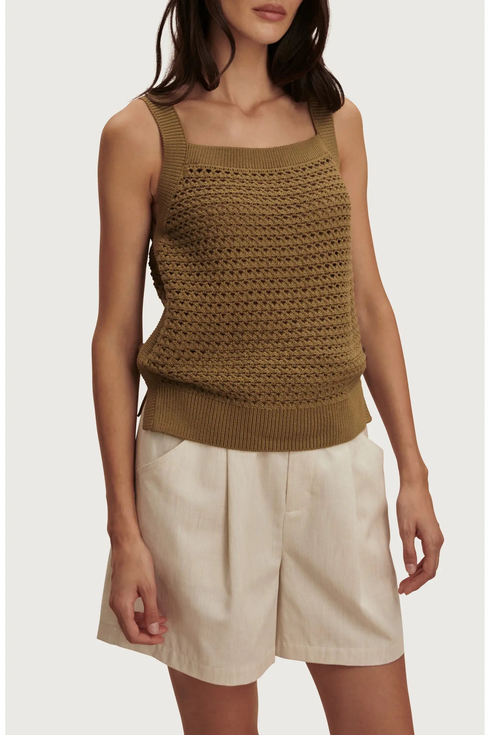 Ebden Square Neck Cotton Pointelle Tank