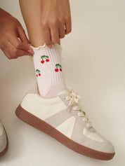 🍒 Cherry Ruffle Grip Sock [Baby Pink]