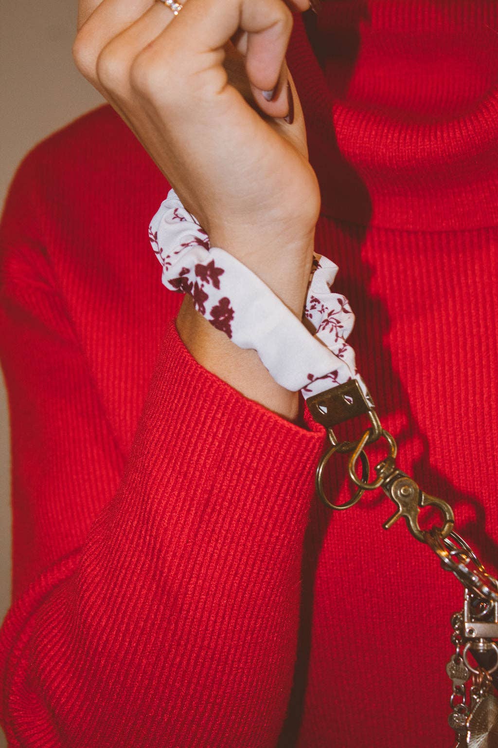 Maroon Floral Keychain