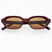Tokyo Acetate Unisex Rectangular Sunglasses Burgundy