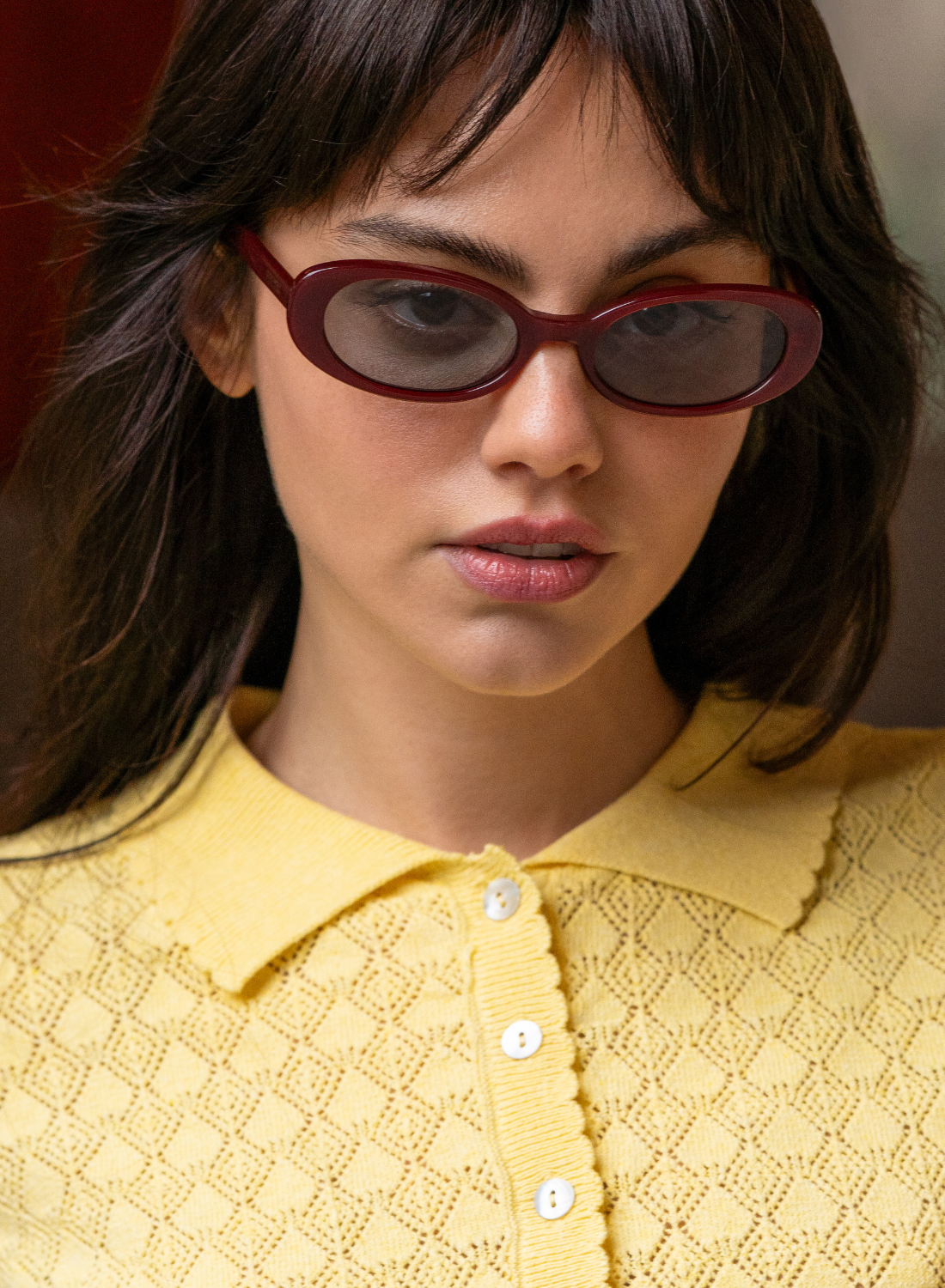 Mimi Acetate Oval Sunglasses Burgundy