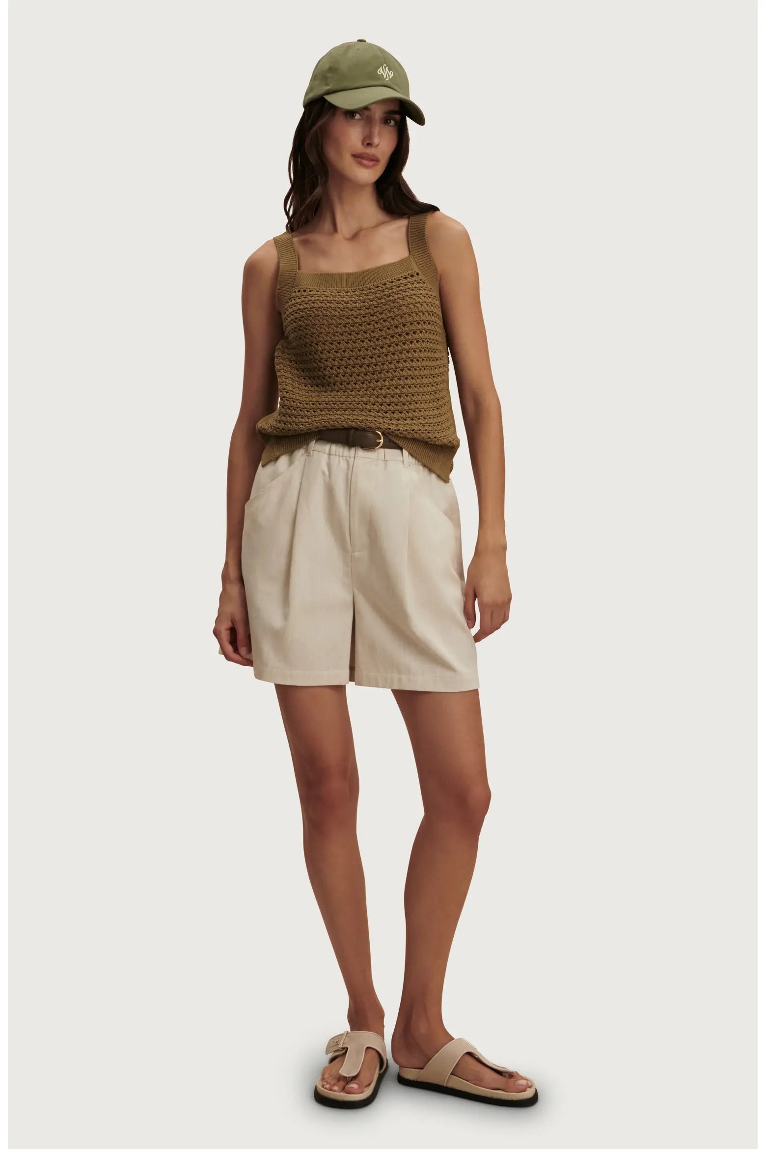 Ebden Square Neck Cotton Pointelle Tank