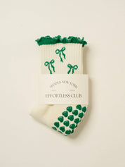 🎀 Bow Ruffle Grip Sock [Green]