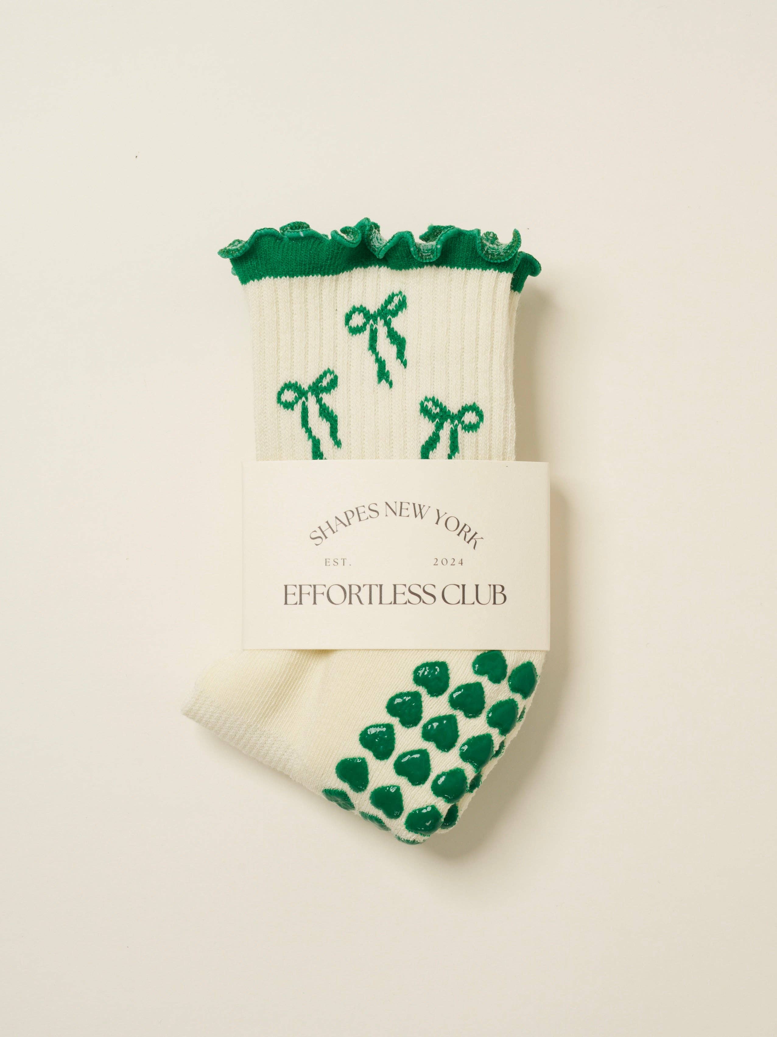 🎀 Bow Ruffle Grip Sock [Green]