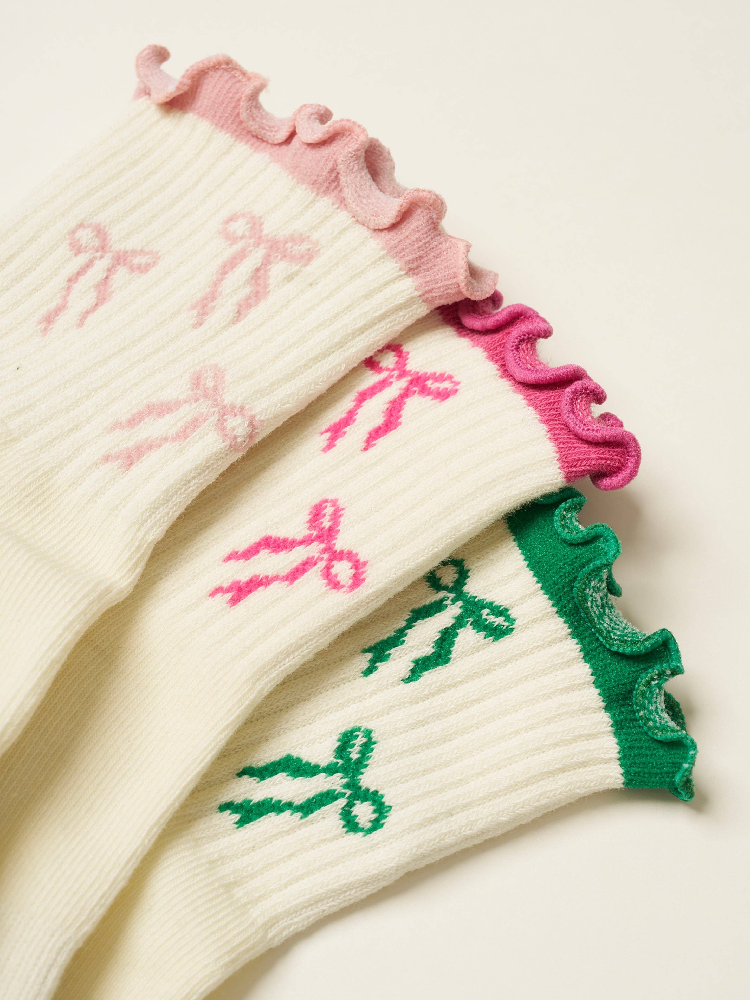 🎀 Bow Ruffle Grip Sock [Green]