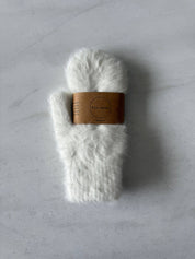 FLUFFY ANGORA MITTENS - neutral