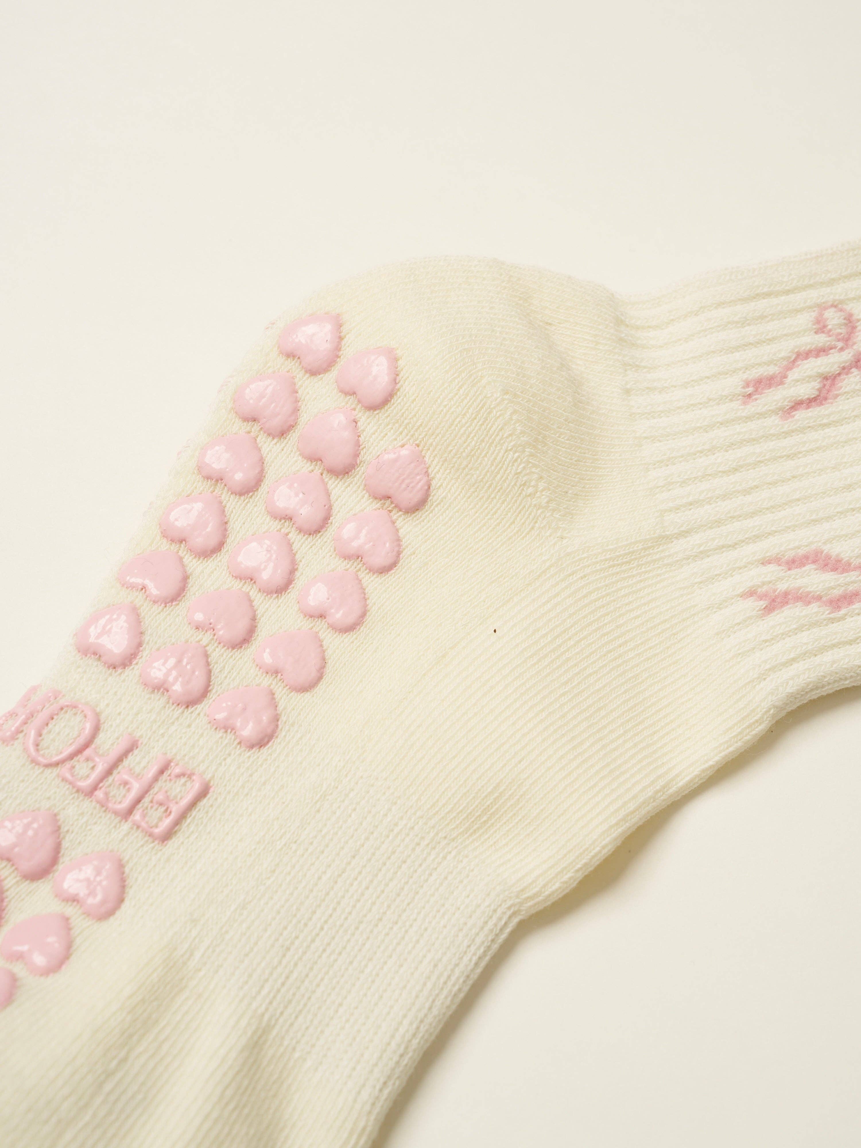 🎀 Bow Ruffle Grip Sock [Soft Pink]