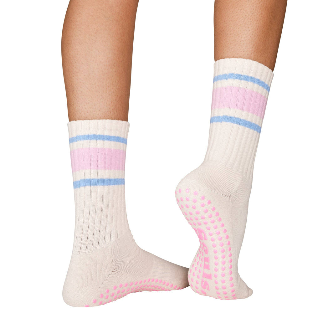 Pink Retro Grip Socks