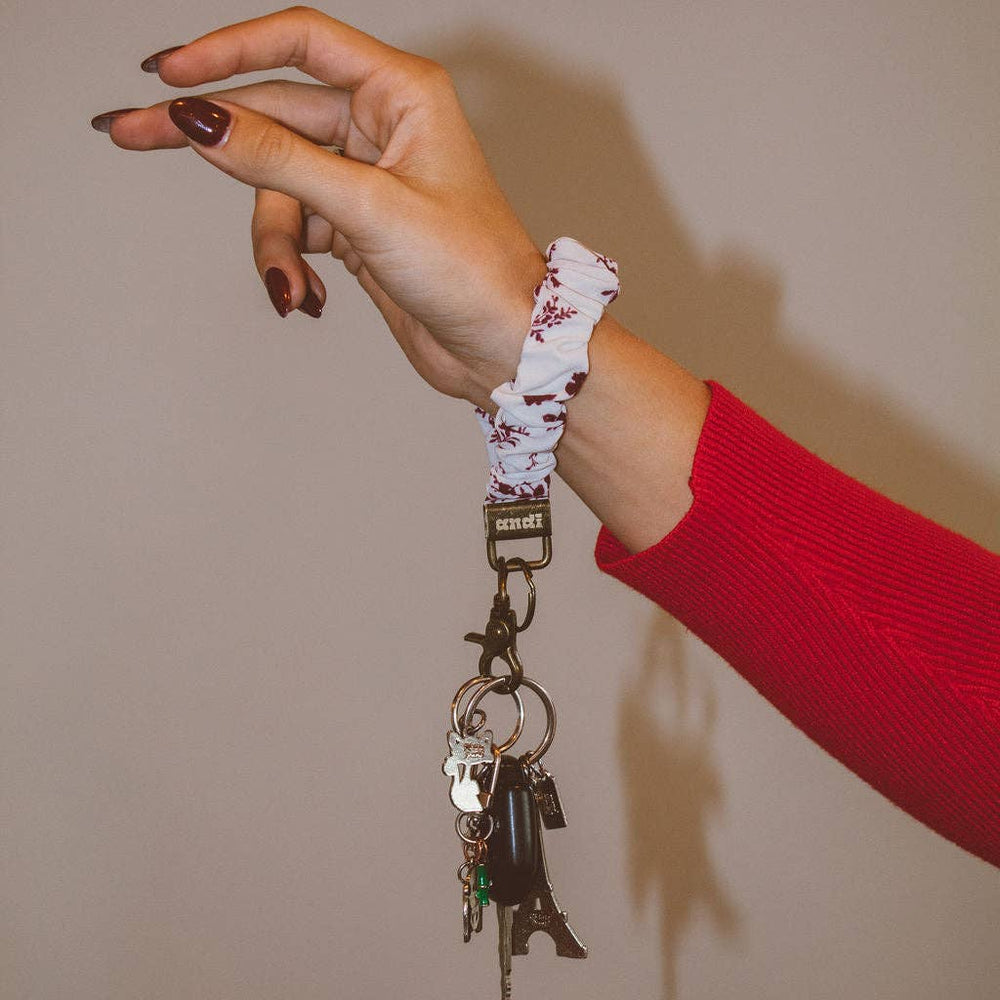 Maroon Floral Keychain