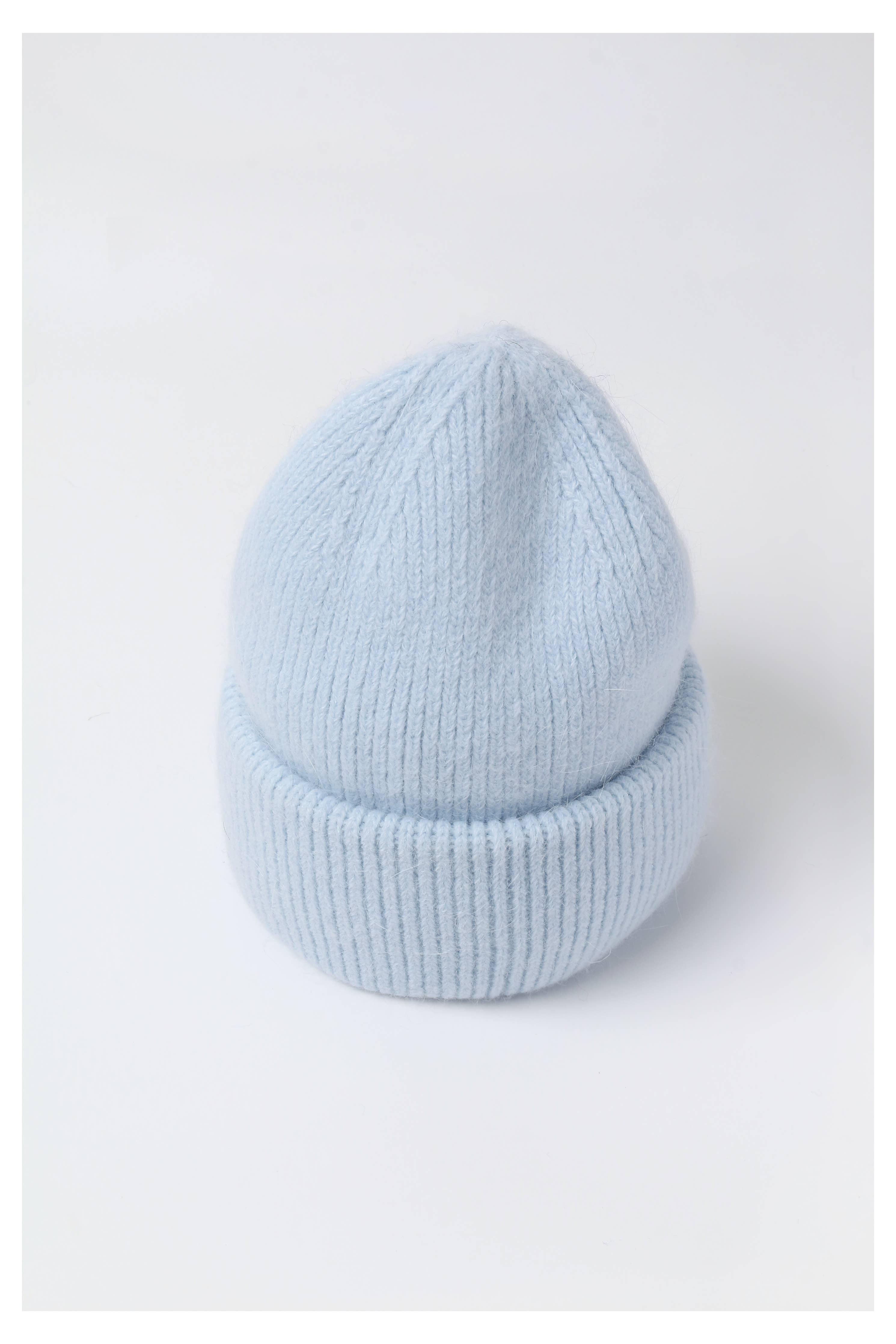 Angora Beanie Hat - Light Blue
