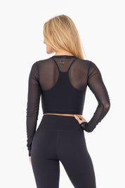 Sheer LS with Bra in Black