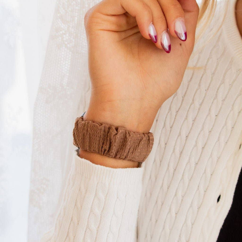 Brown Waffle Scrunchie Band Compatible with Apple Watch