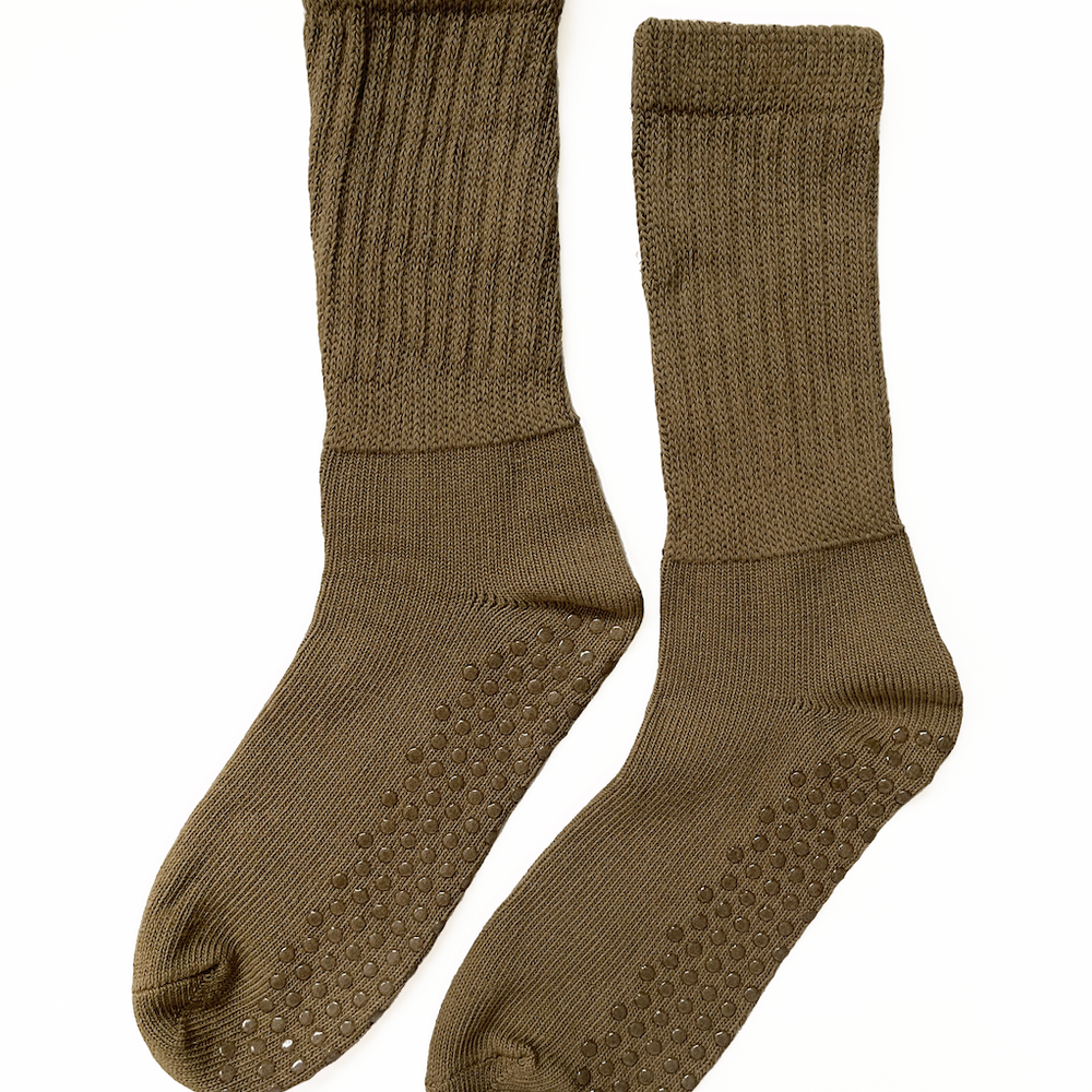 Slouchy grip socks - Olive green