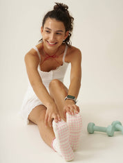 🎀 Bow Ruffle Grip Sock [Soft Pink]