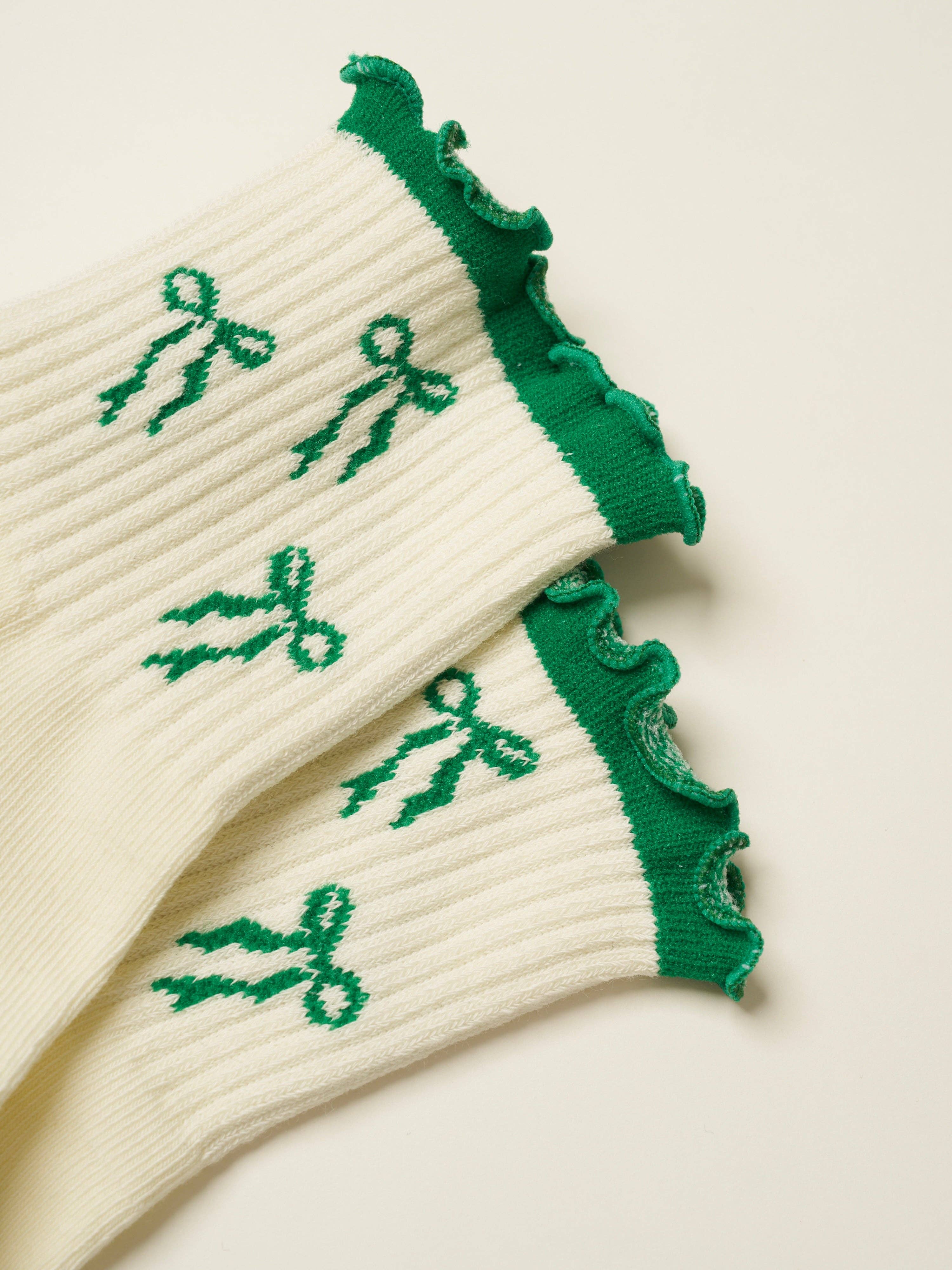 🎀 Bow Ruffle Grip Sock [Green]