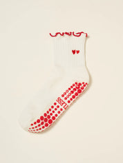 ❤️ Embroidery Heart Duo Ruffle Grip Sock