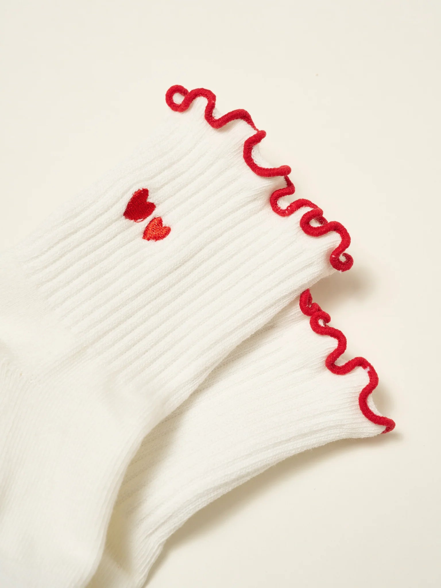 ❤️ Embroidery Heart Duo Ruffle Grip Sock