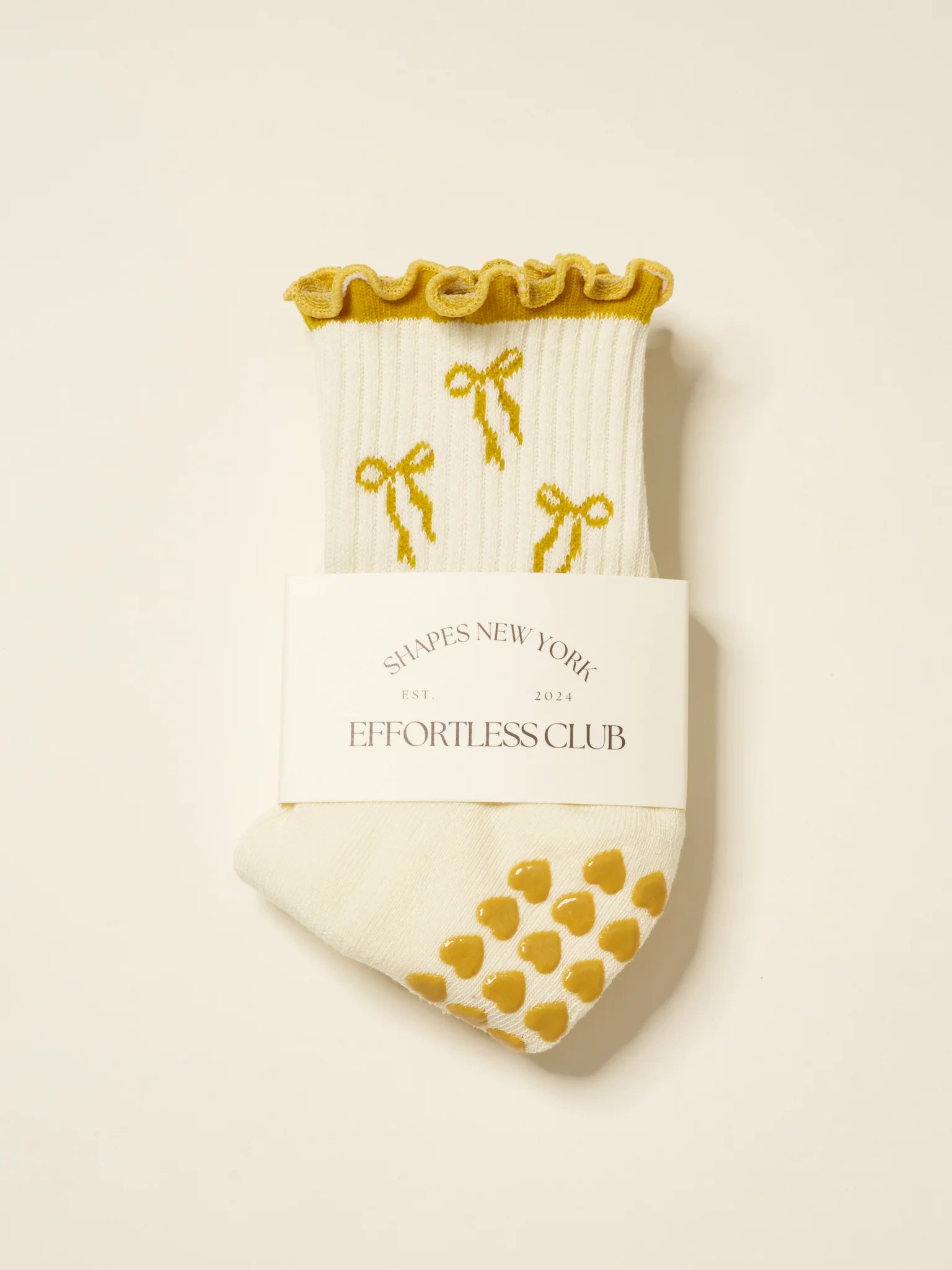 🎀 Bow Ruffle Grip Sock [Gold]