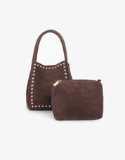 HOLLACE MINI TOTE STUDDED FAUX SUEDE