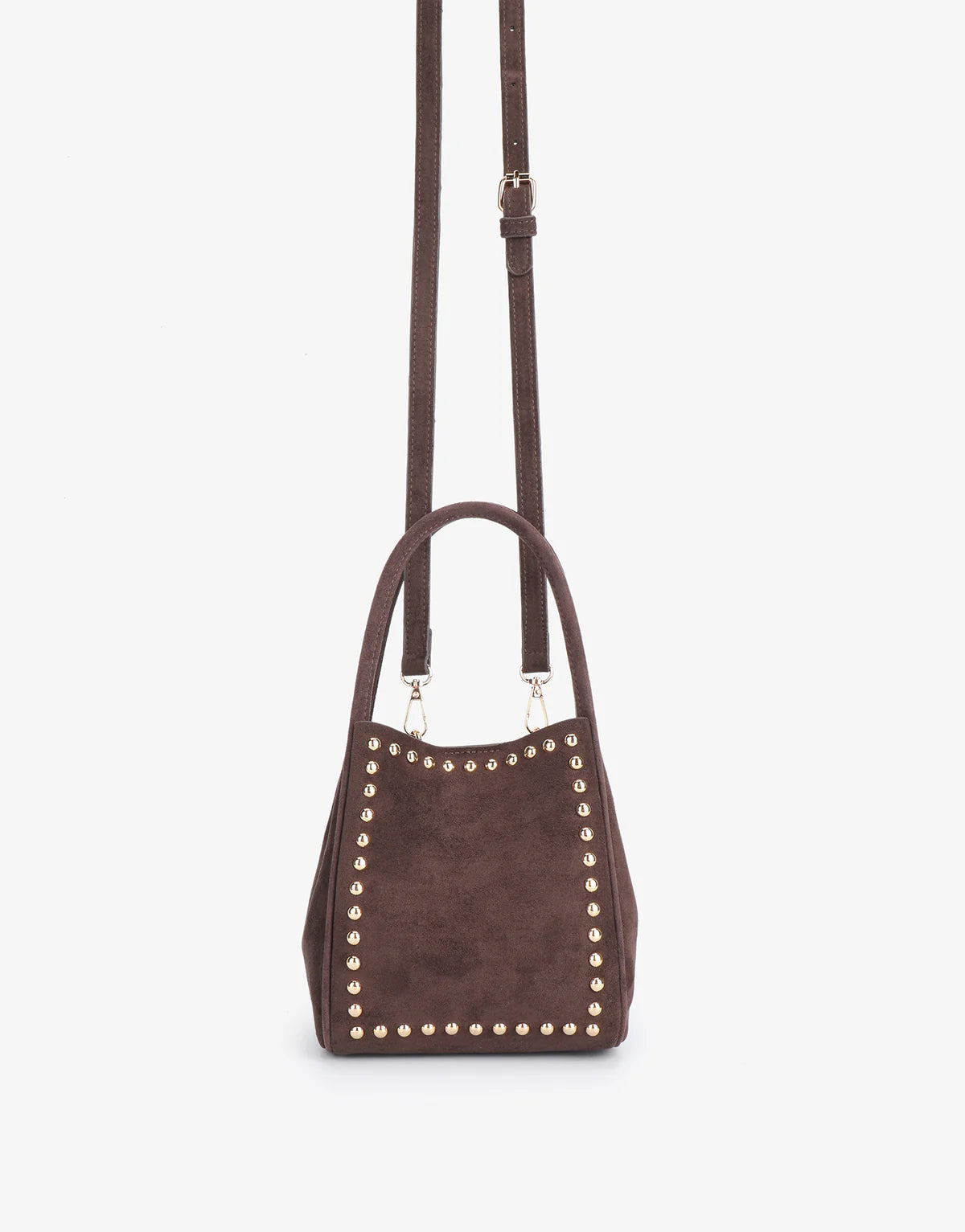 HOLLACE MINI TOTE STUDDED FAUX SUEDE