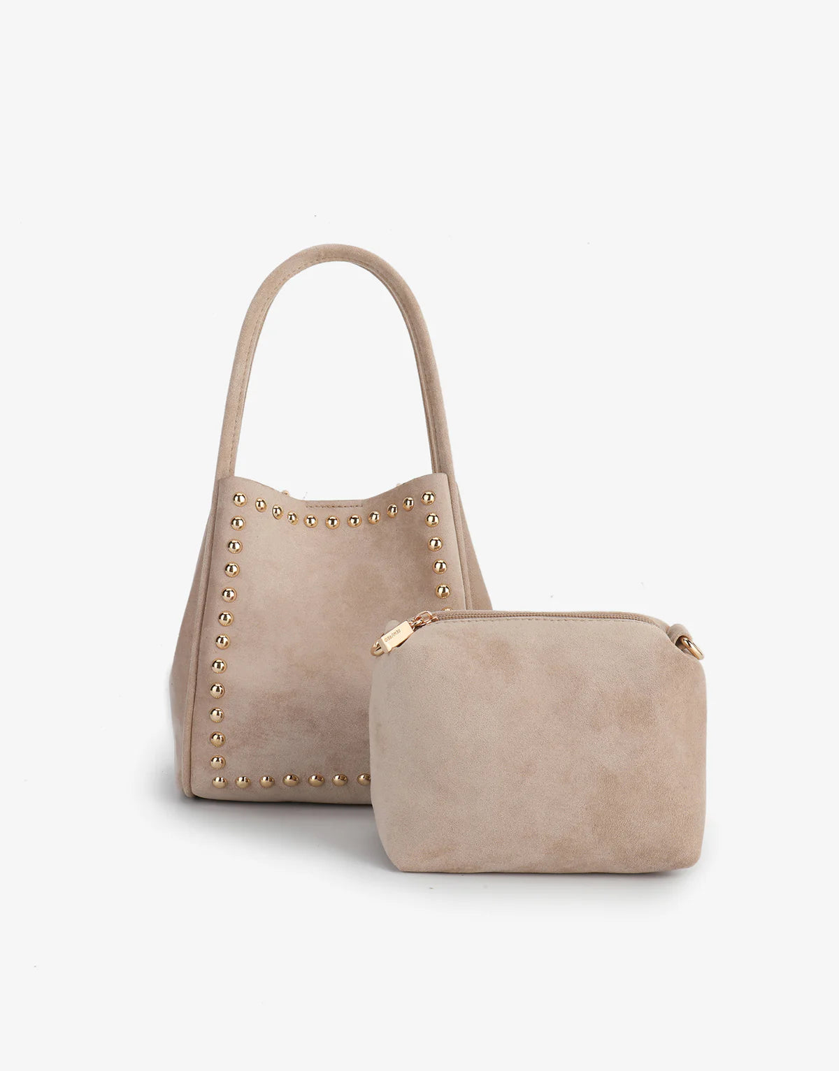 HOLLACE MINI TOTE STUDDED FAUX SUEDE
