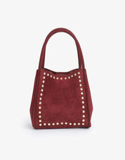 HOLLACE MINI TOTE STUDDED FAUX SUEDE